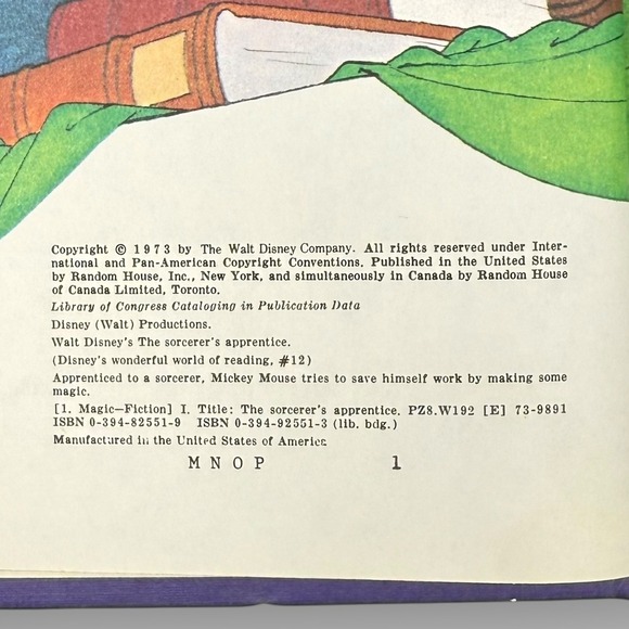 Disney Wonderful World Reading The Sorcerer's Apprentice 1973 Hardcover - Picture 6 of 8